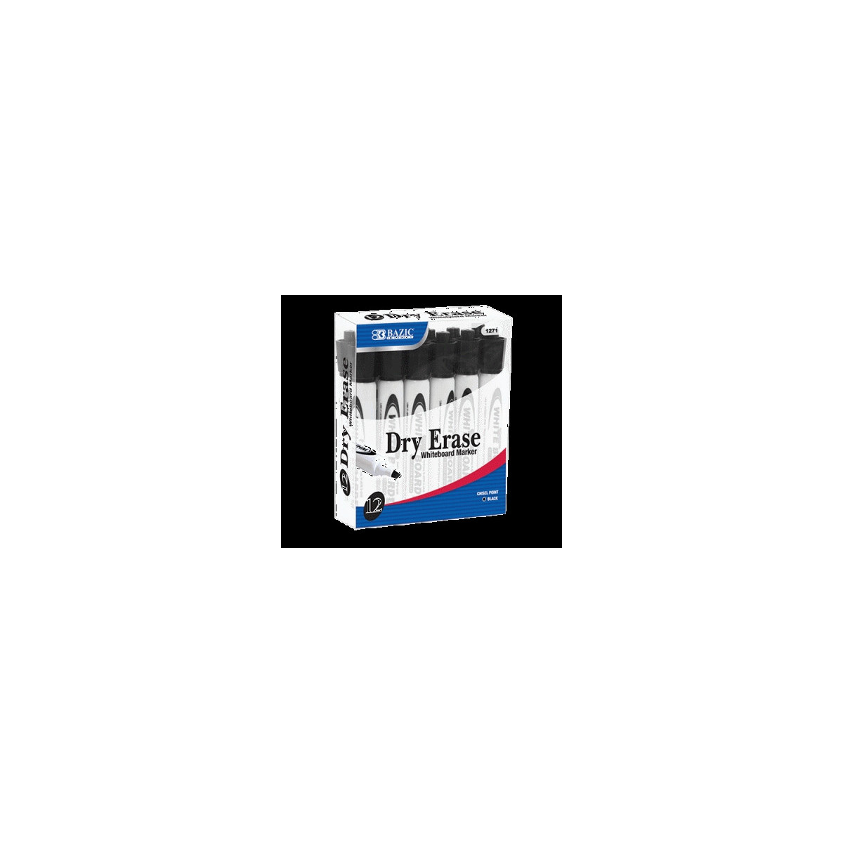 Bazic Black Chisel Tip Dry-Erase Markers - 12/Box (Pack of 12)